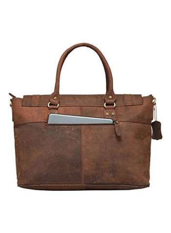 Leaderachi Women's Hunter Leather laptop Bag [Lazio-Muskat] brown