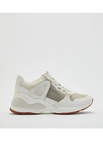 Vany Textured Lace Up Shoes Gold/White