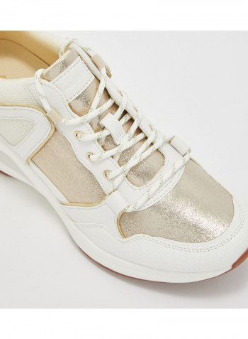 Vany Textured Lace Up Shoes Gold/White