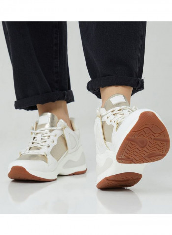 Vany Textured Lace Up Shoes Gold/White