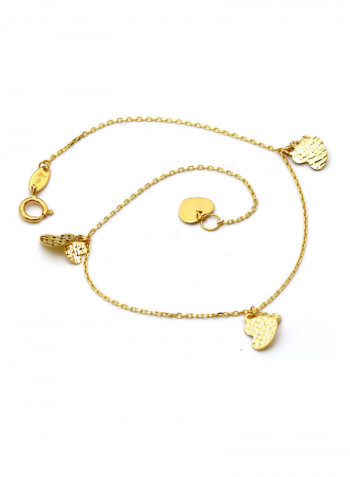18 Karat Gold Dual Glittering Heart Bracelet