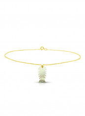 18 Karat Gold Fishbone Shape Mother Of Pearl Chain Bracelet