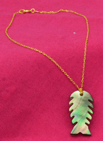 18 Karat Gold Fishbone Shape Mother Of Pearl Chain Bracelet