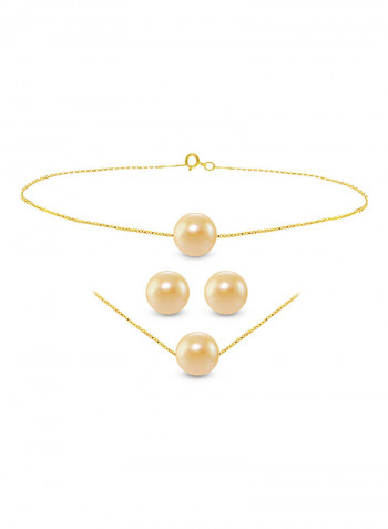 3-Piece 10K Gold Pearl Jewellery Set