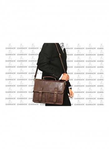 Leather Laptop Briefcase Bag Brown