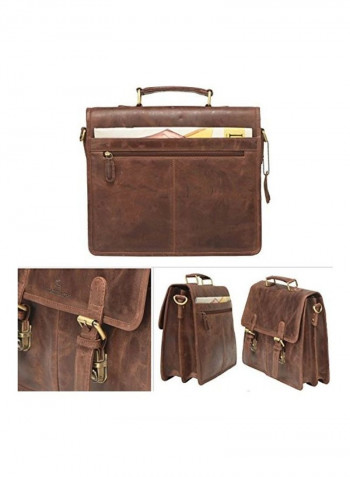 Leather Laptop Briefcase Bag Brown