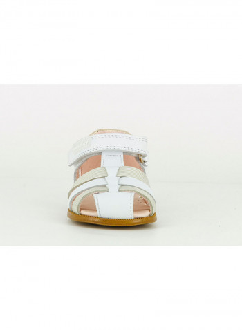 Leather Velcro Sandal White/Gold