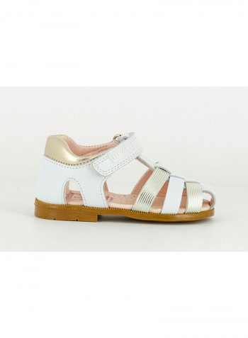 Leather Velcro Sandal White/Gold