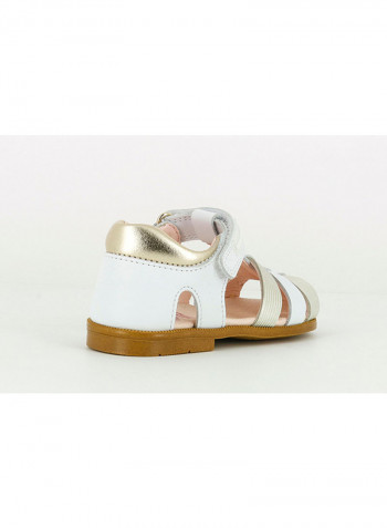 Leather Velcro Sandal White/Gold