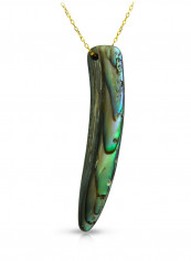 18 Karat Gold Fang Shape Mother Of Pearl Pendant Necklace