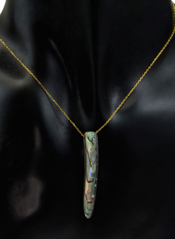 18 Karat Gold Fang Shape Mother Of Pearl Pendant Necklace