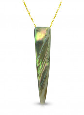 18 Karat Gold Fang Shape Mother Of Pearl Pendant Necklace
