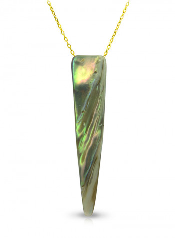 18 Karat Gold Fang Shape Mother Of Pearl Pendant Necklace