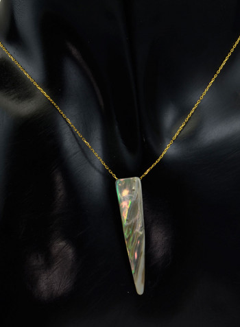 18 Karat Gold Fang Shape Mother Of Pearl Pendant Necklace
