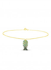 18 Karat Gold Fishbone Shape Mother Of Pearl Chain Bracelet