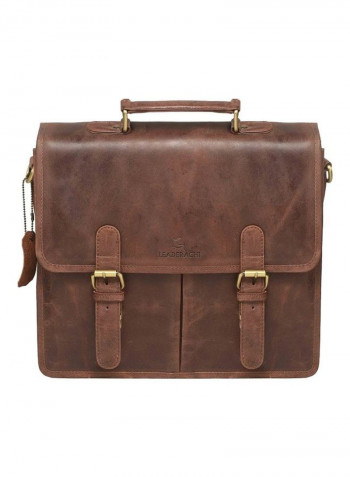Genuine Hunter Leather Laptop Briefcase Bag Brown