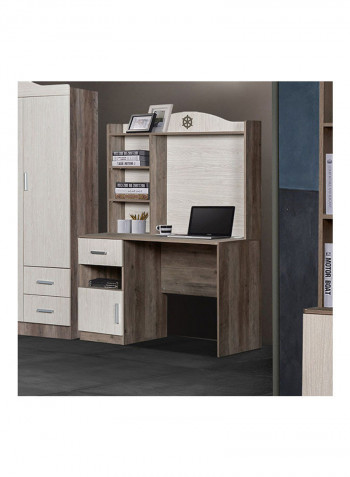 Sailor Study Desk With Hutch Beige/Brown