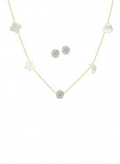 10 Karat Yellow Gold Gradual Built In Mother Of Pearl And Crystal Ball Jewellery Set
