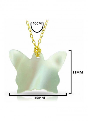 18 Karat Gold Butterfly Shape Mother Of Pearl Pendant Necklace