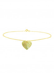 18 Karat Gold Heart Shape Mother Of Pearl Chain Bracelet