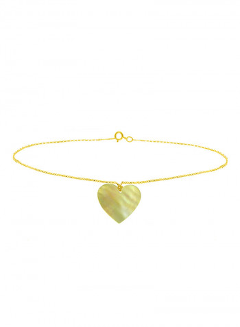 18 Karat Gold Heart Shape Mother Of Pearl Chain Bracelet
