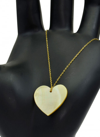 18 Karat Gold Heart Shape Mother Of Pearl Chain Bracelet