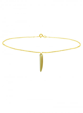 18 Karat Gold Fang Shape Mother Of Pearl Chain Bracelet