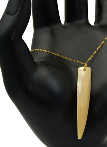 18 Karat Gold Fang Shape Mother Of Pearl Chain Bracelet
