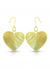 18 Karat Gold Heart Shape Mother Of Pearl Earrings