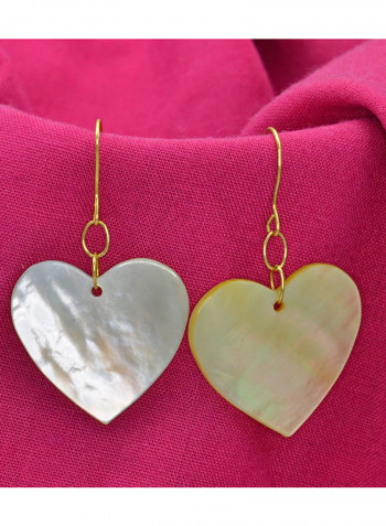18 Karat Gold Heart Shape Mother Of Pearl Earrings