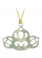 18 Karat Gold Tiara Shape Mother Of Pearl Pendant Necklace