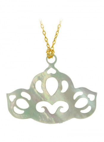 18 Karat Gold Tiara Shape Mother Of Pearl Pendant Necklace