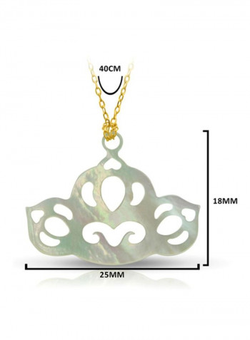 18 Karat Gold Tiara Shape Mother Of Pearl Pendant Necklace