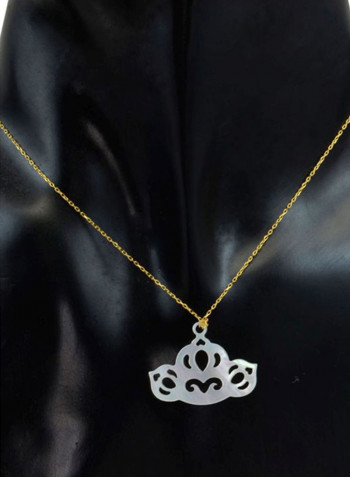 18 Karat Gold Tiara Shape Mother Of Pearl Pendant Necklace