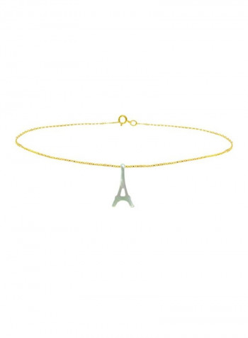 18K Gold Chain Bracelet With Eiffel Tower Shape Mother of Pearl Stone