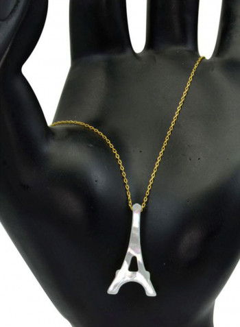 18K Gold Chain Bracelet With Eiffel Tower Shape Mother of Pearl Stone