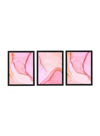 3-Piece Abstract Marble Poster with Frame Multicolour 50 x 40cm