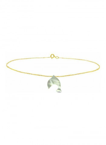 18 Karat Gold Dolphin Shaped Mother Of Pearl Beaded Bracelet