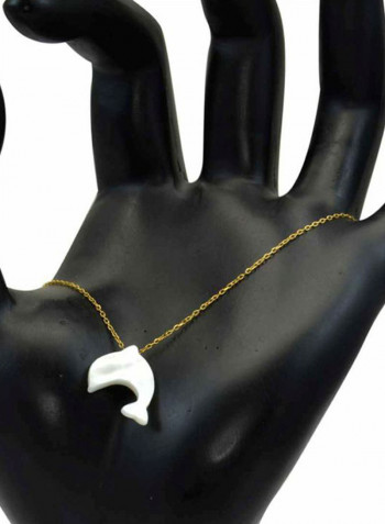 18 Karat Gold Dolphin Shaped Mother Of Pearl Beaded Bracelet