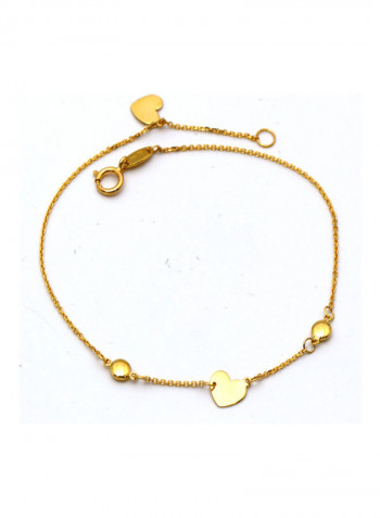 18 Karat Gold Plain Heart Button Bracelet