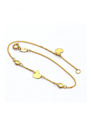 18 Karat Gold Plain Heart Button Bracelet