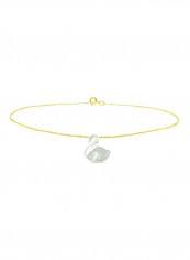 18 Karat Gold Swan Shape Mother Of Pearl Chain Bracelet