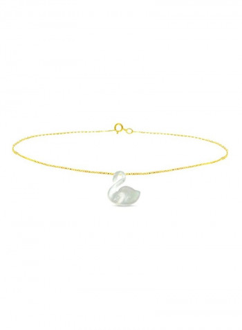 18 Karat Gold Swan Shape Mother Of Pearl Chain Bracelet