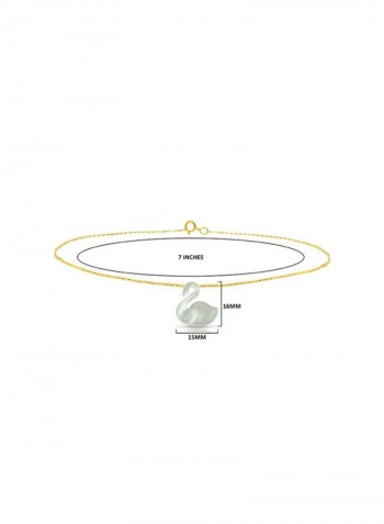 18 Karat Gold Swan Shape Mother Of Pearl Chain Bracelet