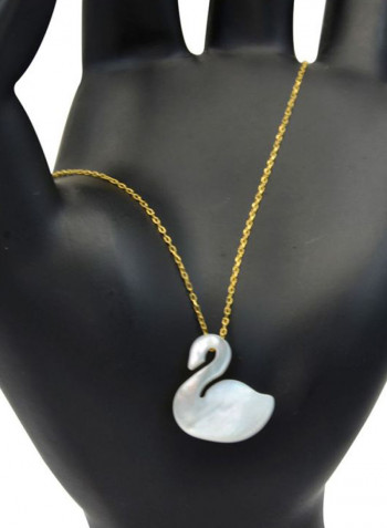 18 Karat Gold Swan Shape Mother Of Pearl Chain Bracelet