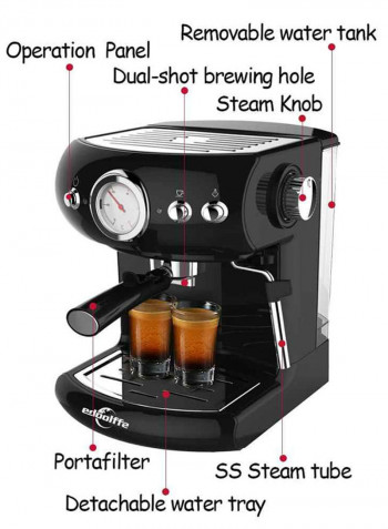 Espresso Machine Built-In Milk Frother 1.5 l 1050 W MD-2010A Black