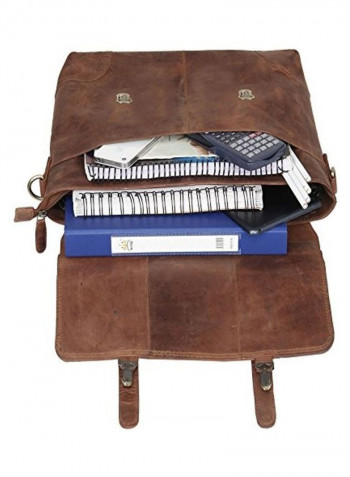 Hunter Leather Laptop Briefcase Bag Brown