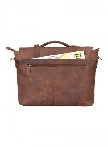 Hunter Leather Laptop Briefcase Bag Brown