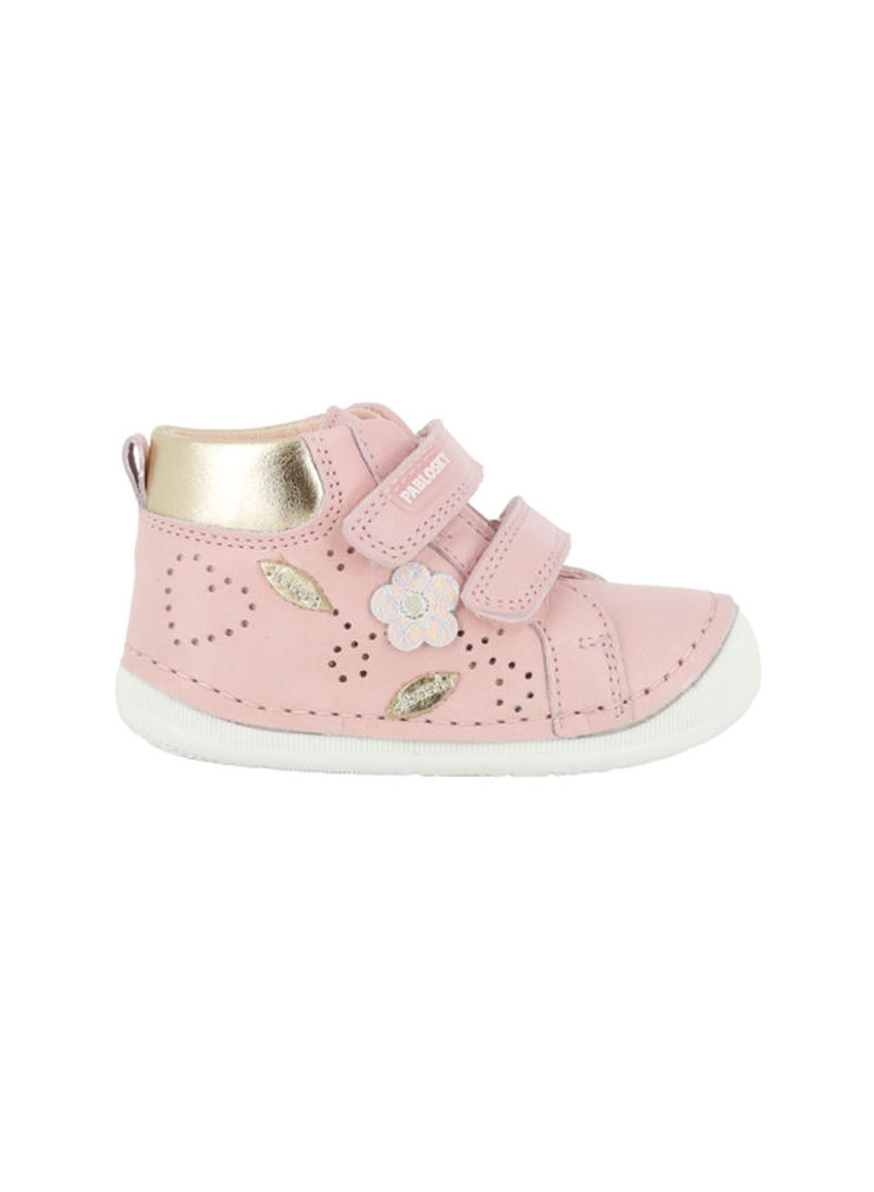 Leather Velcro Shoe Pink/Gold/White