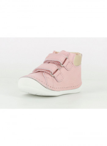 Leather Velcro Shoe Pink/Gold/White